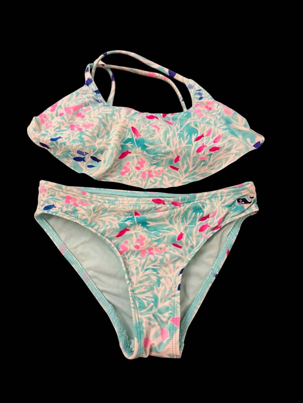 Vineyard Vines Girls Coral and Fish Print Ruffle Bikini Swimsuit Set Size 4T